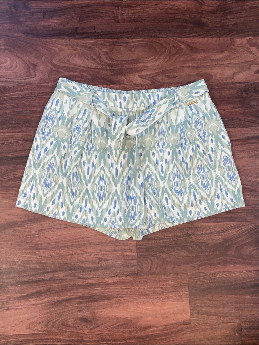 Marc New York High Waist Ikat Print Shorts in Light Blue and Mint